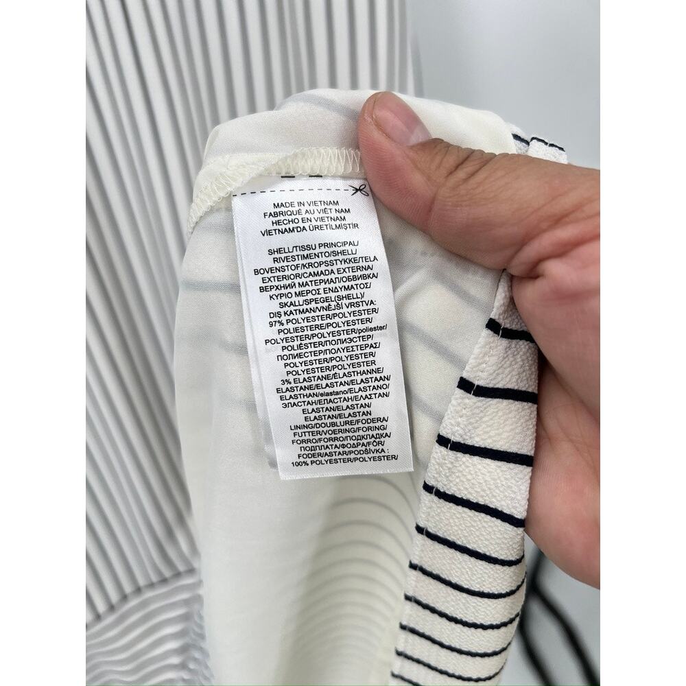Ralph Lauren Striped Tiered Crepe Dress White Black Women's XL Sleeveless - Picture 5 of 8